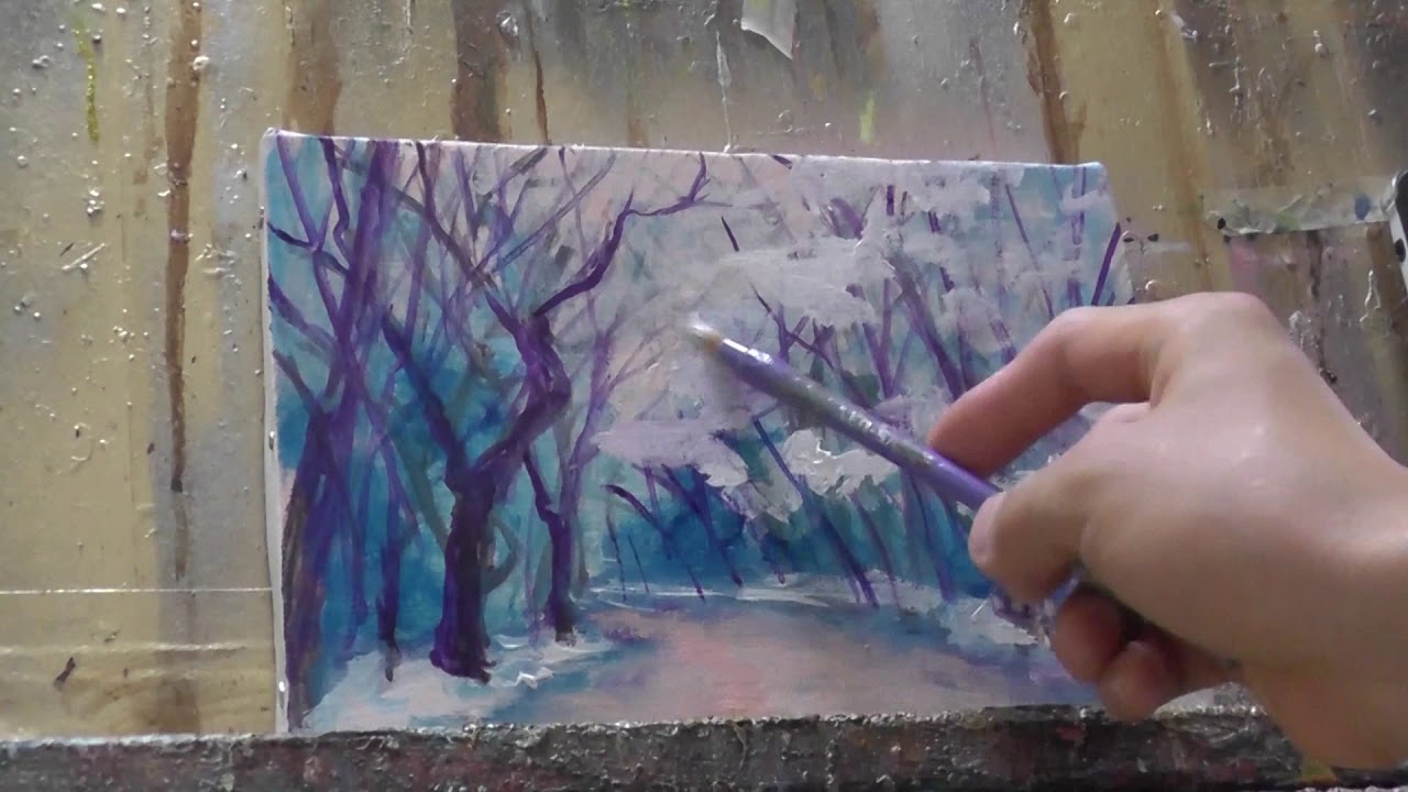 油絵】雪．早書き - YouTube