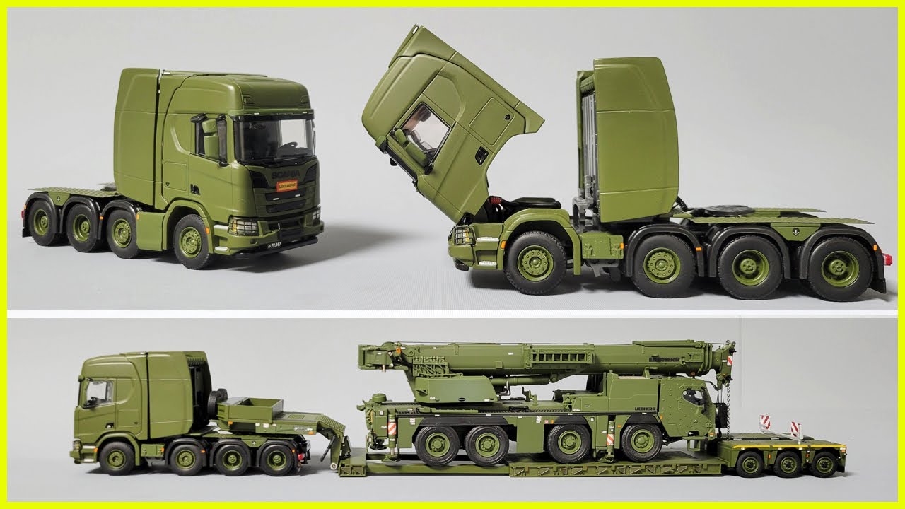 1/50 WSI SCANIA R HIGHLINE CR20H 8X4 LOW LOADER PENDEL X FORSVARET