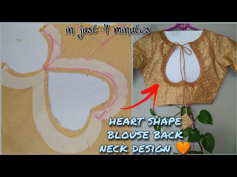 Heart shape blouse back neck design/ Cutting and Stitching blouse