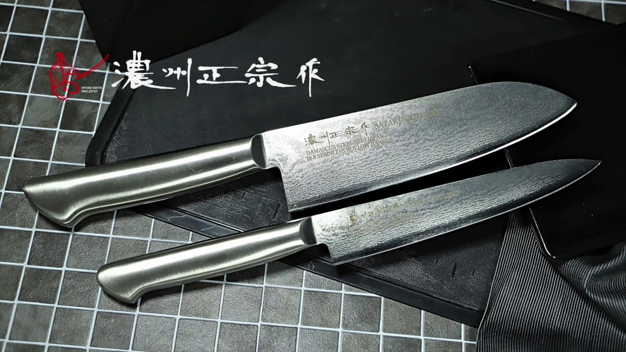 濃州正宗作】オールステンレスダマスカス包丁 - YouTube