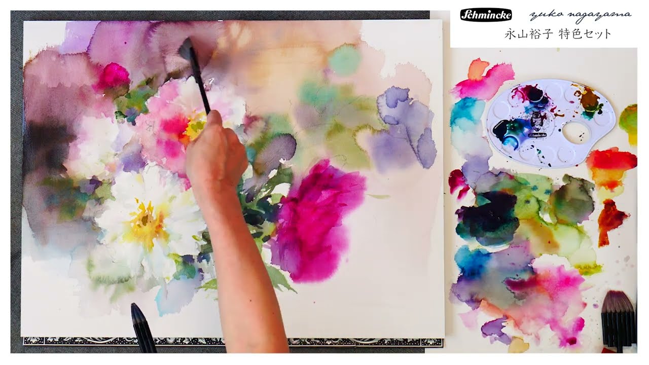 永山裕子特色セット3色で描く ペオニア / 牡丹（3倍速） - YouTube