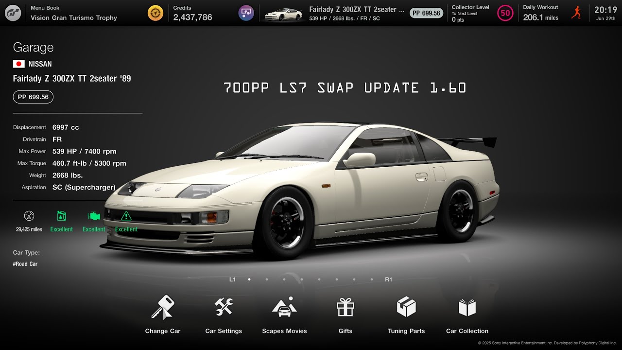 Gran Turismo 7] 300ZX'89 LS7 swap 700pp tune update 1.60 - YouTube