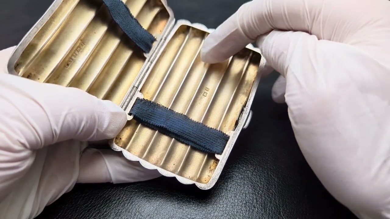 1905年 英国アンティーク 純銀製 シガレットケース 60g Samuel M Levi