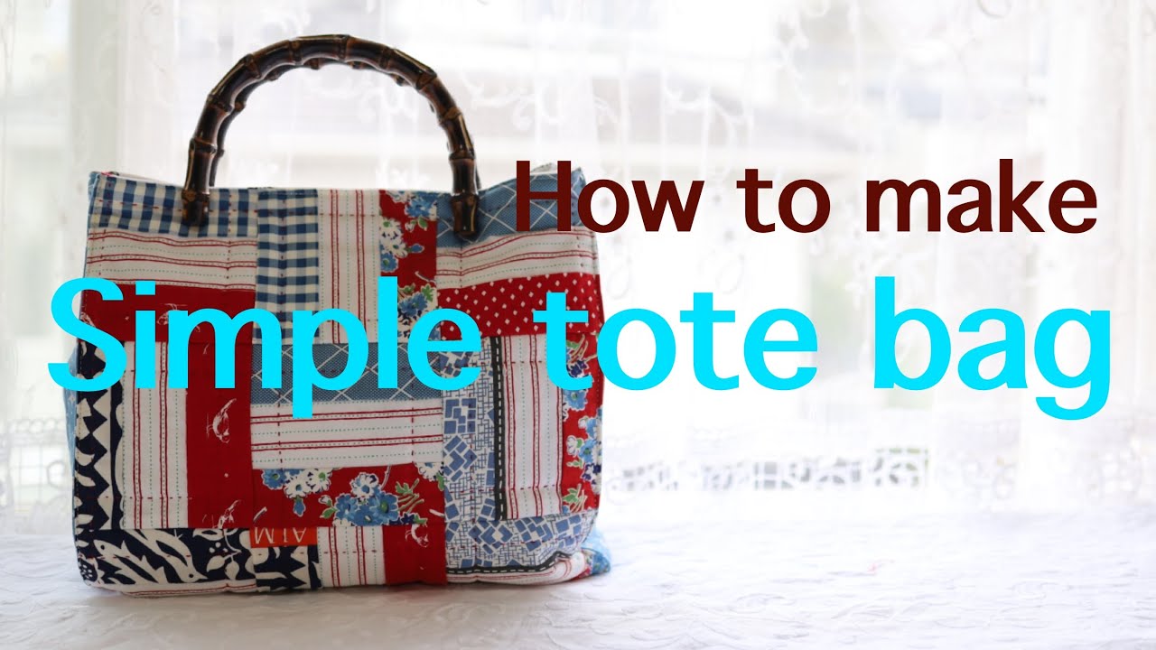 Easy to make [patchwork] simple blue tote bag / size 28cm x 28cm x