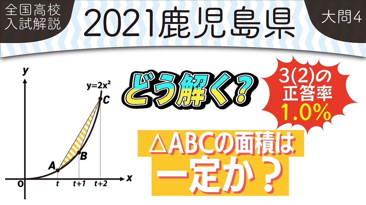 2021年全国高校入試数学解説】 鹿児島県大問4 高校入試 高校受験 令和