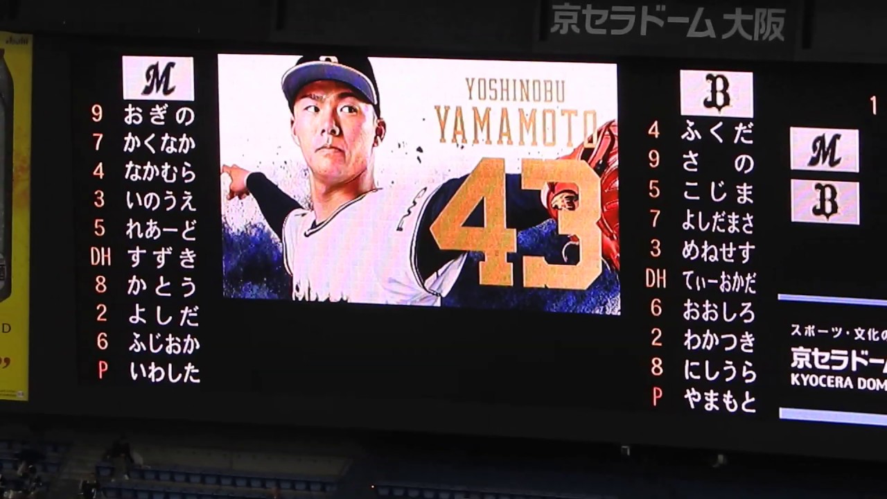 山本由伸登場曲：くず「全てが僕の力になる！ 」及びビジョン映像