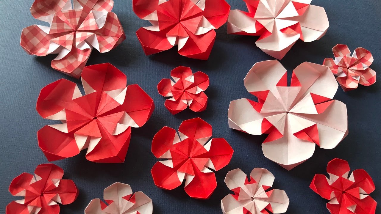 折り紙】 梅の花 立体 折り方 Origami plum flower tutorial（NiceNo1