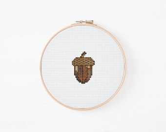 クロスステッチのどんぐり模様、初心者向け簡単、クロスステッチ