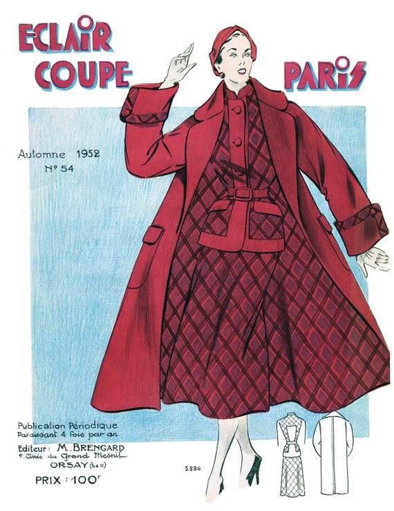NEW! 1952 Fall Issue #54 - French Fashion Pattern Book Eclair
