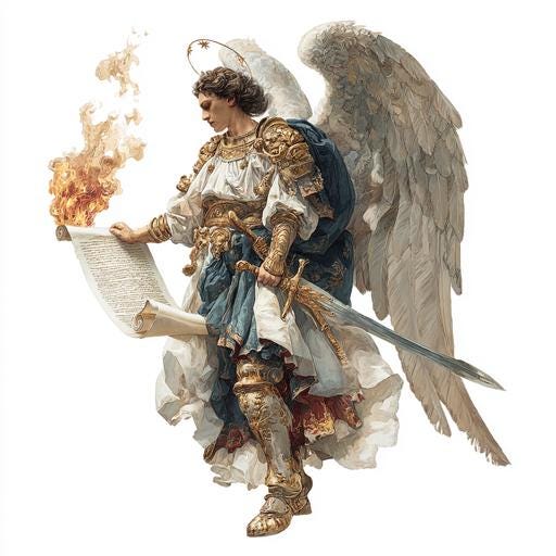 聖ウリエル大天使クリップアート8点、男性天使、水彩画印刷可能