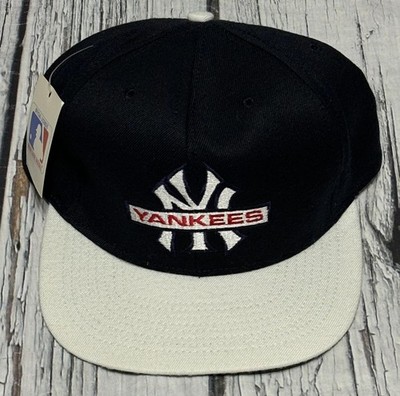Vintage 90s New York Yankees Logo Nutmeg Cap Snapback Hat Made in