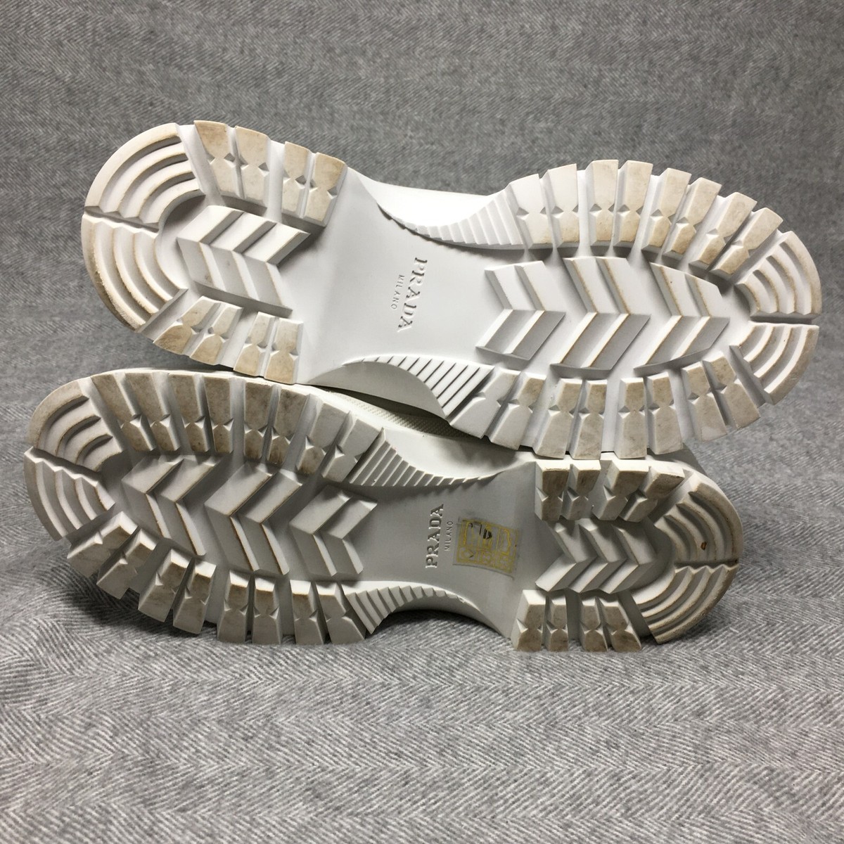 Prada Tall Rain Boots Shoes Womens Size 6 US 36 EU White Pink