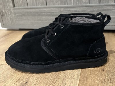 UGG Neumel Black Suede Shearling Ankle Lace Chukka Boots Mens