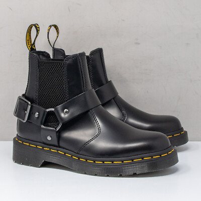 Dr Martens Wincox Black Leather Harness Chelsea Boots, Women's 5