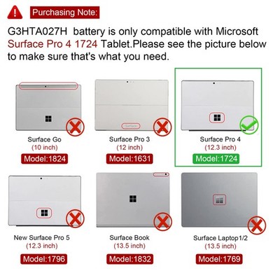 Replacement Battery For Microsoft Surface Pro 4 Pro4 0G3HTA027H