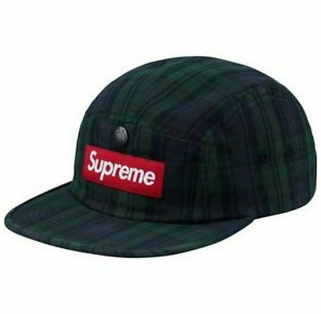 Supreme Snap Button Pocket Camp Cap Black Watch Plaid O/S | eBay