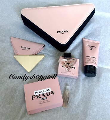 5PC PRADA Paradoxe EDP Mini/Body Lotion/Makeup Mirror/Sample