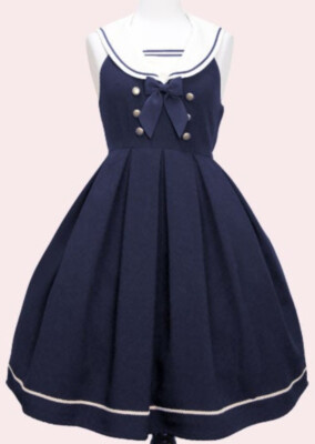 Innocent World Lolita Fashion JSK Rose Embroidered Collar Navy w