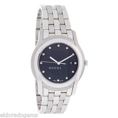 GUCCI G CLASS 5505 XL SERIES DIAMOND STAINLESS STEEL DRESS WATCH