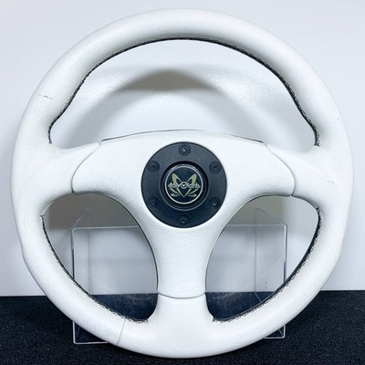 Italvolanti White Black Leather Steering Wheel 330mm Vintage JDM
