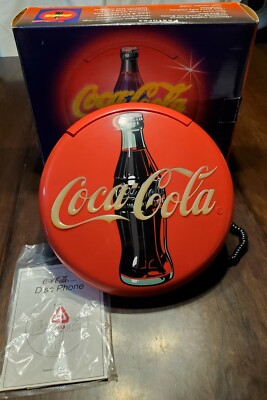 1995 Coca-Cola Vintage Blinking Disc Telephone With Instruction