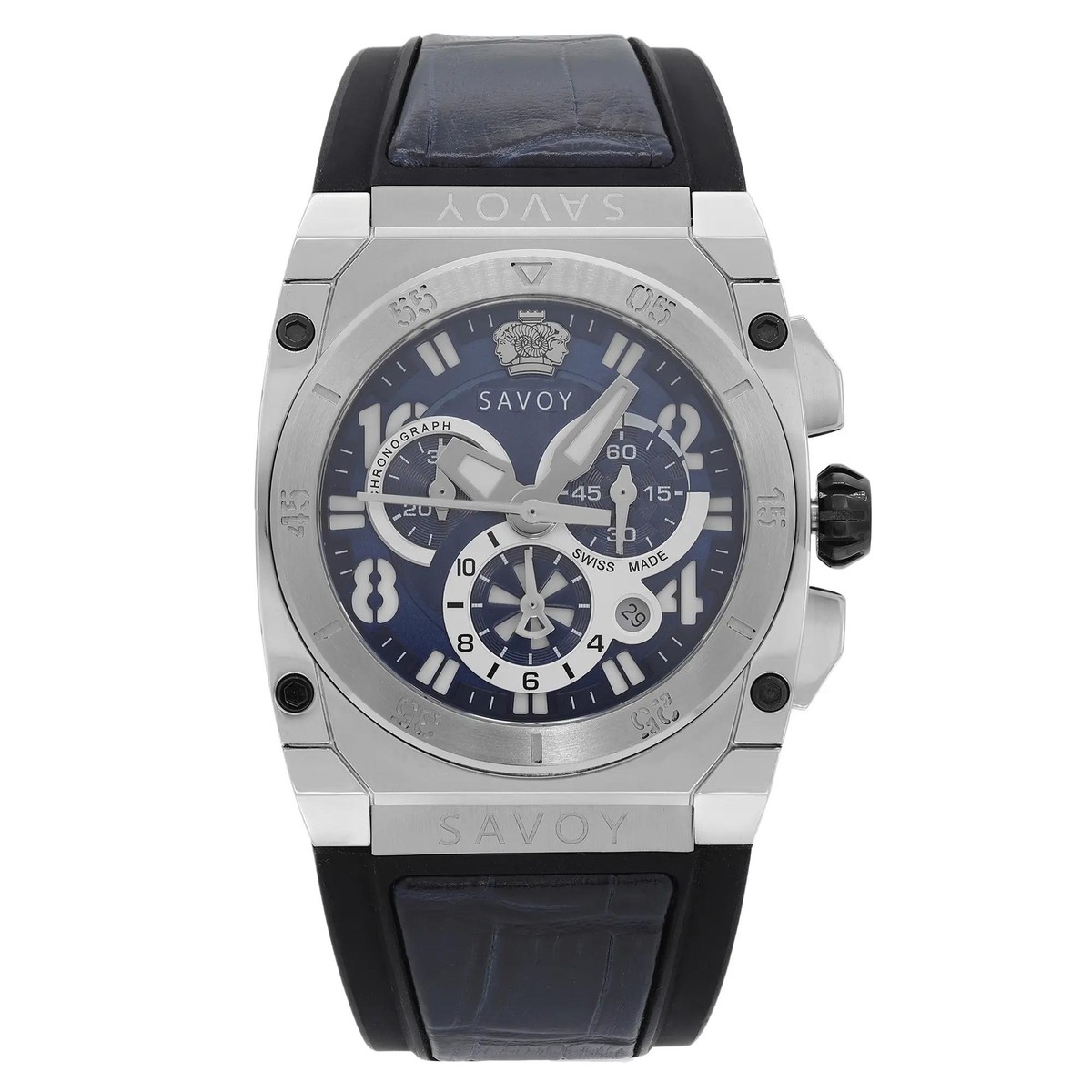 Savoy Midway 41mm Steel Chronograph Blue Dial Mens Quartz Watch