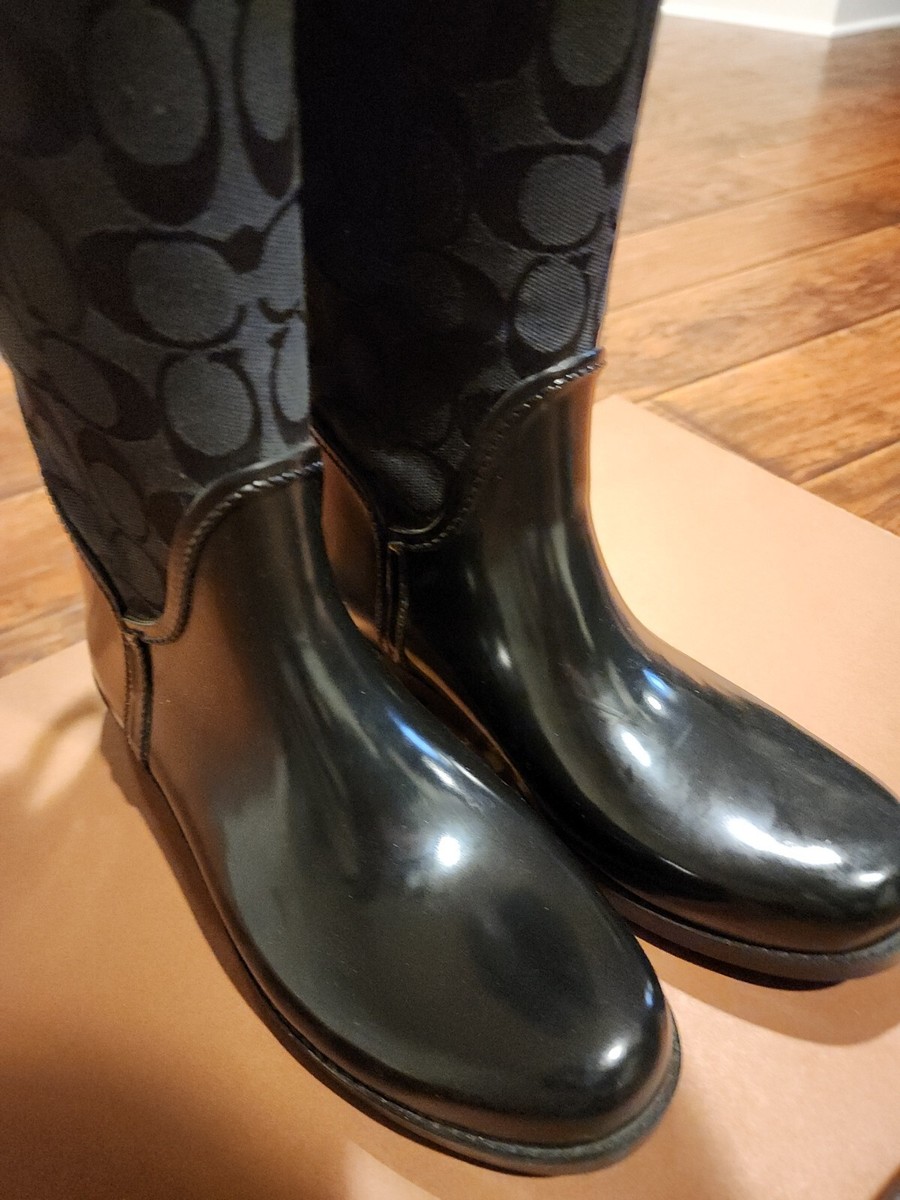 COACH Tall Rain Boots Black Size 7B | eBay