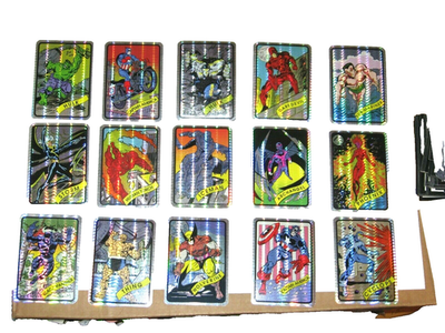 1990 MARVEL UNIVERSE VENDING MACHINE PRISM STICKERS 15 COMPLETE