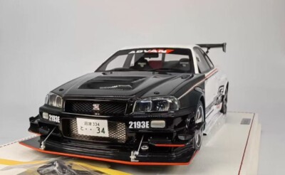 RARE* Line Model 1/18 Nissan Skyline GT-R R34 Black white ADVAN