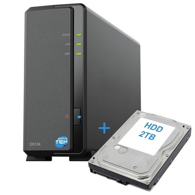 Synology DS124 NAS 1-Bay Single Slot Hard Disk HDD 2TB SATA