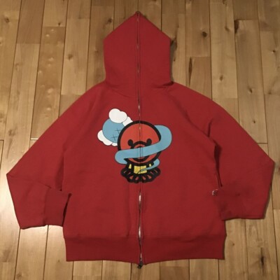 BAPE × KAWS MILO Bendy Octopus full zip hoodie Red A Bathing Ape