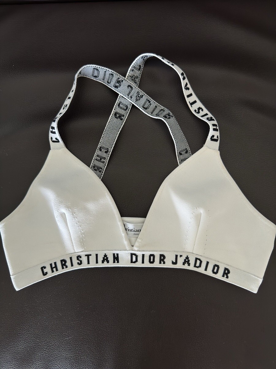 Iconic Authentic Christian Dior J'Adior Logo White Bralette Crop