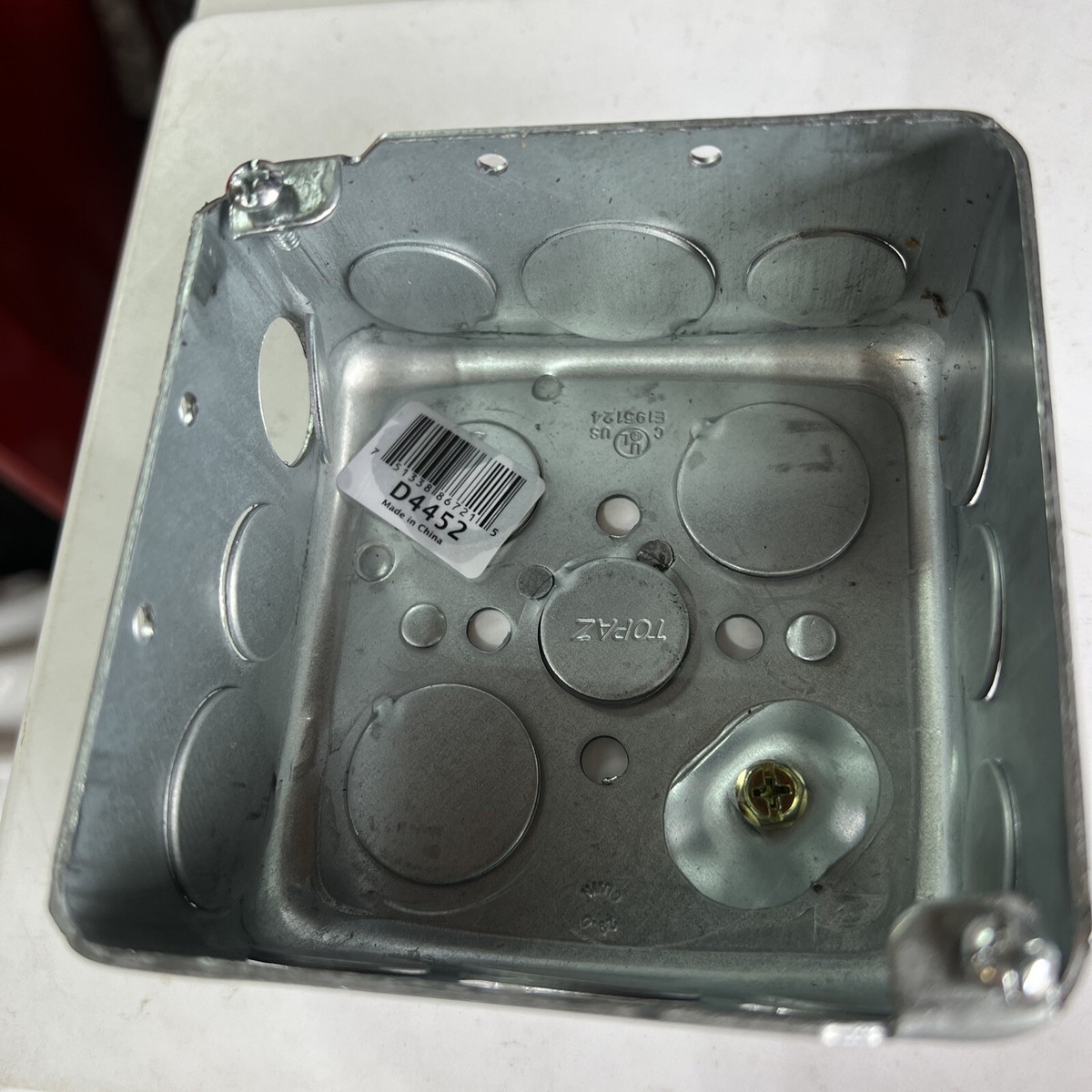 Topaz D4452 Square 4” Drawn Box Galvanized Steel 2-1/8” Deep for