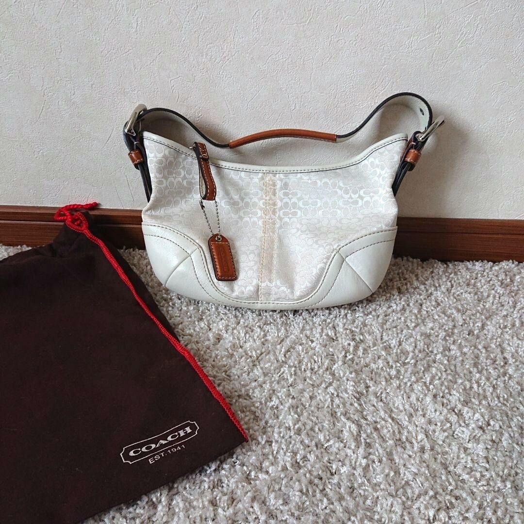 Vintage Y2K Coach 6351 Small White Signature Hobo Bag Small