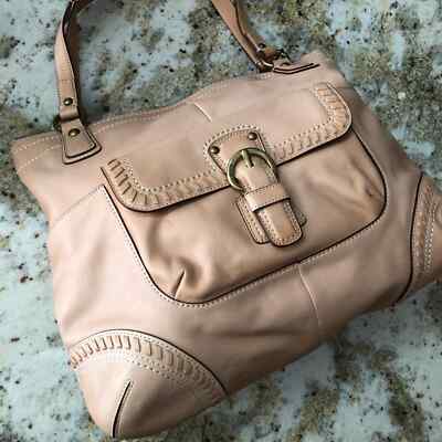 Coach Poppy Whipstitch Natural Leather Brass Glam Tote XL Purse | eBay