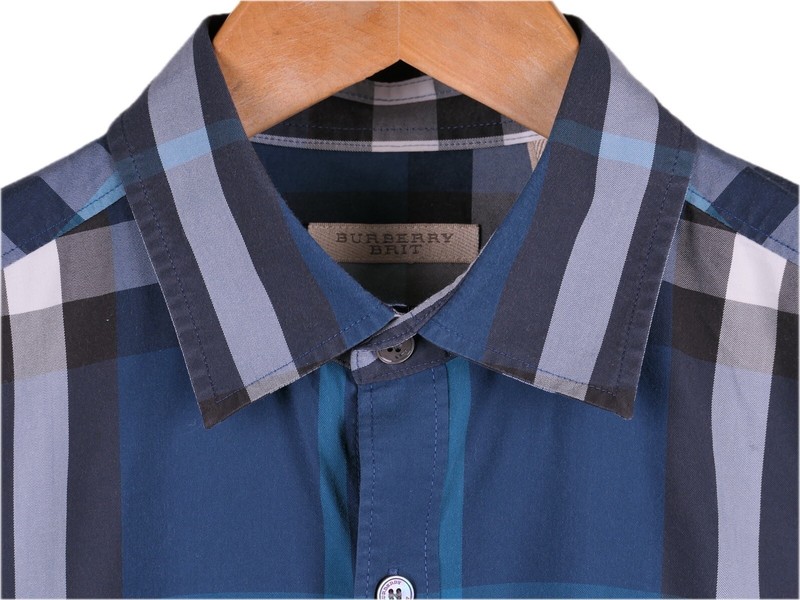 Burberry Brit Blue Gray ICONIC Nova Check Lightweight Button Down