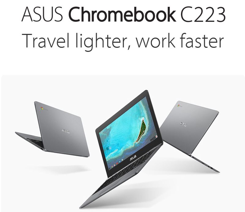 Asus Chromebook C223NA (Grey), 11.6In HD, Celeron N3350 CPU, 4GB