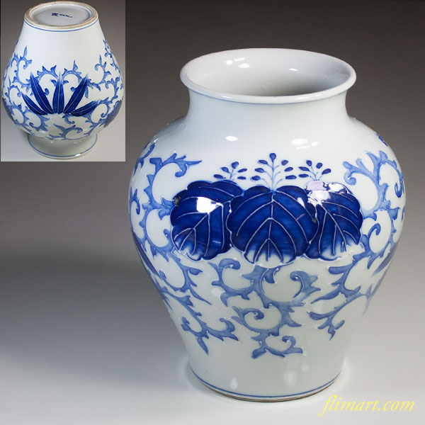 河本礫亭青華桐竹唐草文様花瓶 | 和食器リサイクル通販専門店フリマート