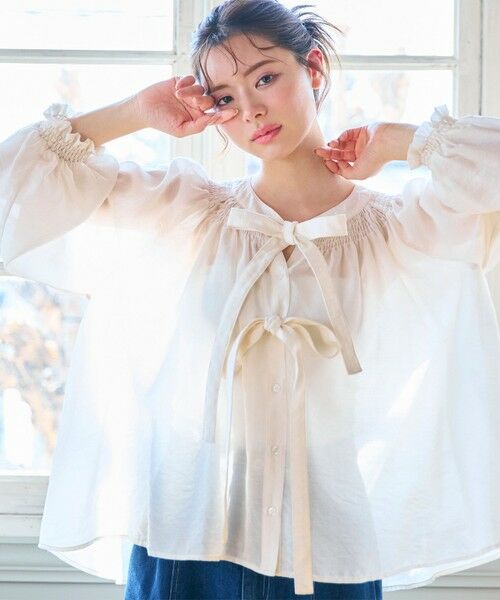 セール】 ダブルリボンシアー ブラウス （シャツ・ブラウス）｜Feroux