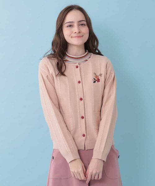 セール】 Ramo emb フラワー刺繍ニットカーディガン （カーディガン