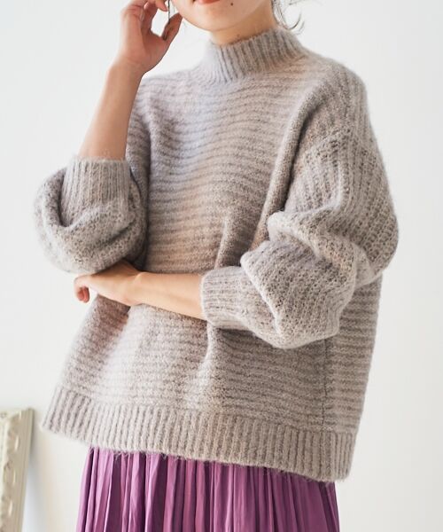 セール】 ビキューナライクふわふわガーター編みニット （ニット