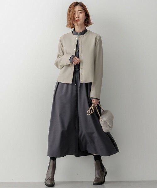 セール】 ラムレザー ノーカラージャケット （ノーカラージャケット