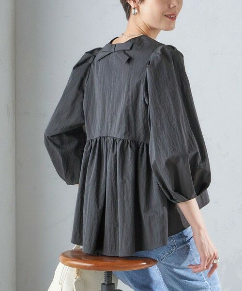 セール】 〈手洗い可能〉綿 ナイロン バック リボン ブラウス （シャツ