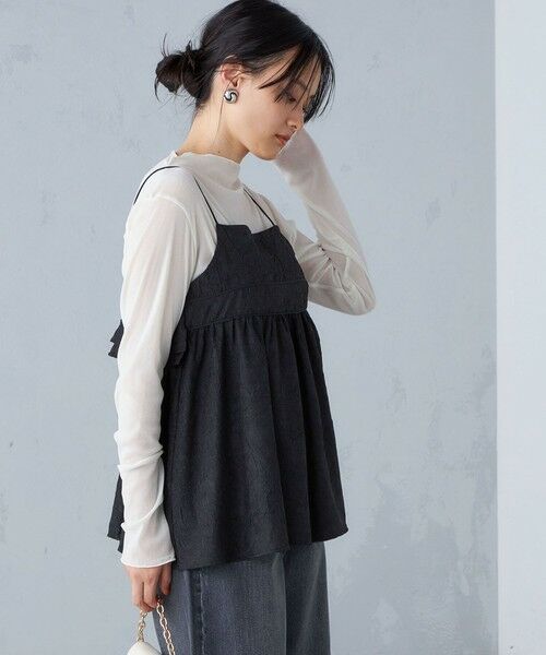 セール】 〈手洗い可能〉ジャカード サイド フリル キャミソール