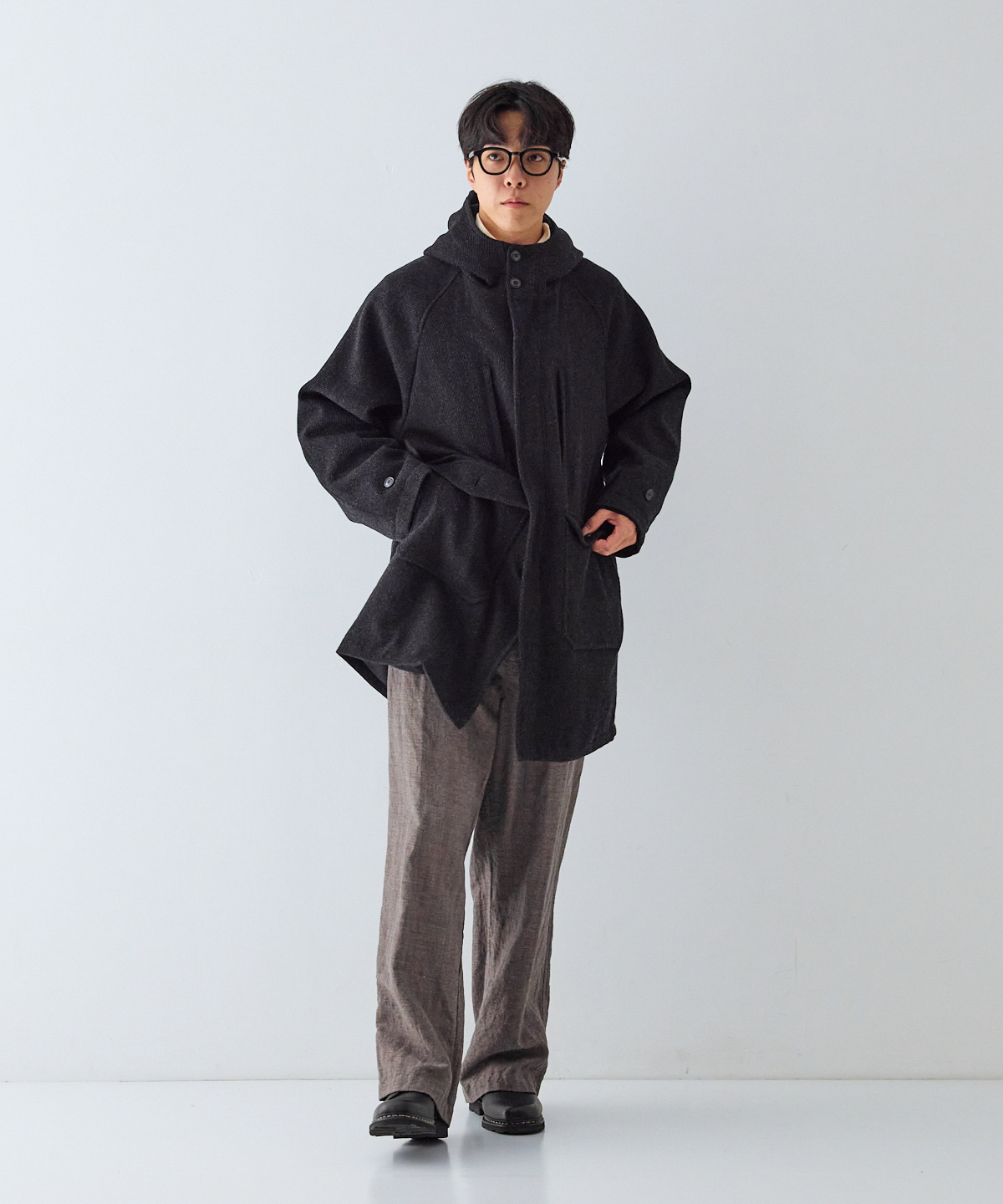杢ウール コットンリネン フーデットコート｜nest Robe / CONFECT