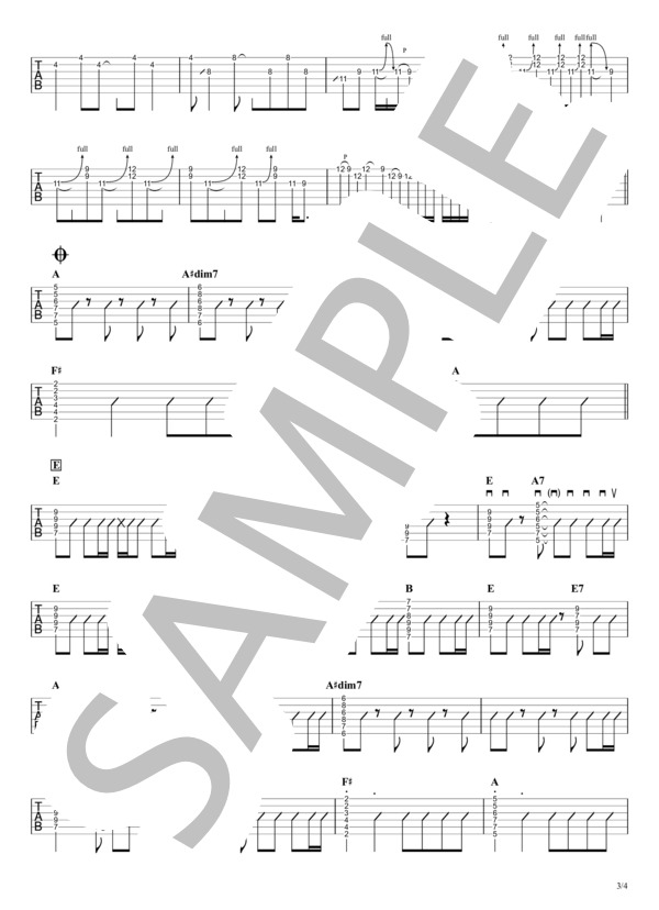 楽譜】 ギターTAB譜｜ギターソロ＆コードバッキングで弾くVer. / 奥田