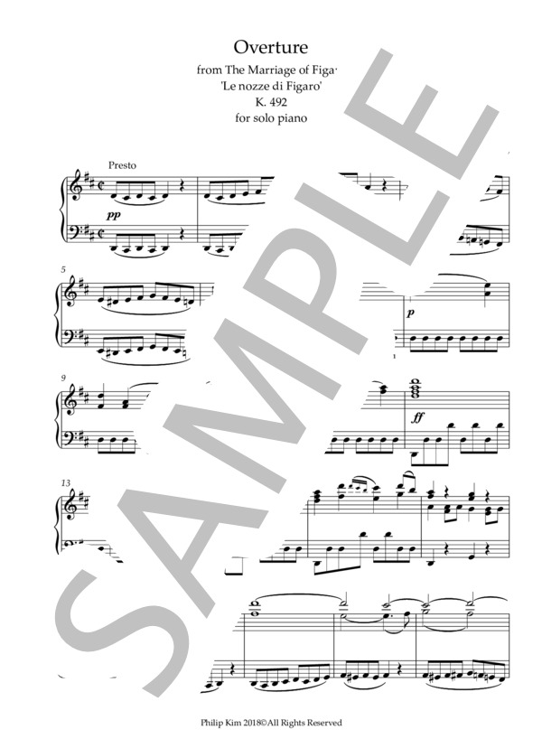 楽譜】「フィガロの結婚」序曲 K. 492 ピアノ編曲 / ヴォルフガング