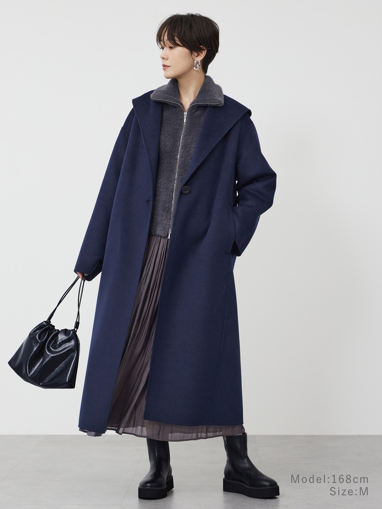 PLST(プラステ)公式 | ウールブレンドリバーフーディーロングコート