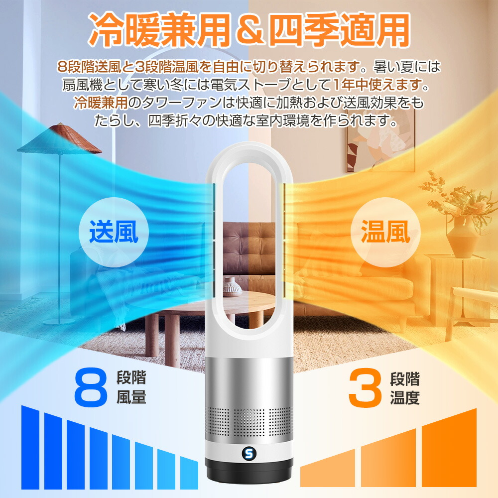 楽天市場】羽根なし扇風機 冷暖兼用 タワーファンヒーター DCモーター