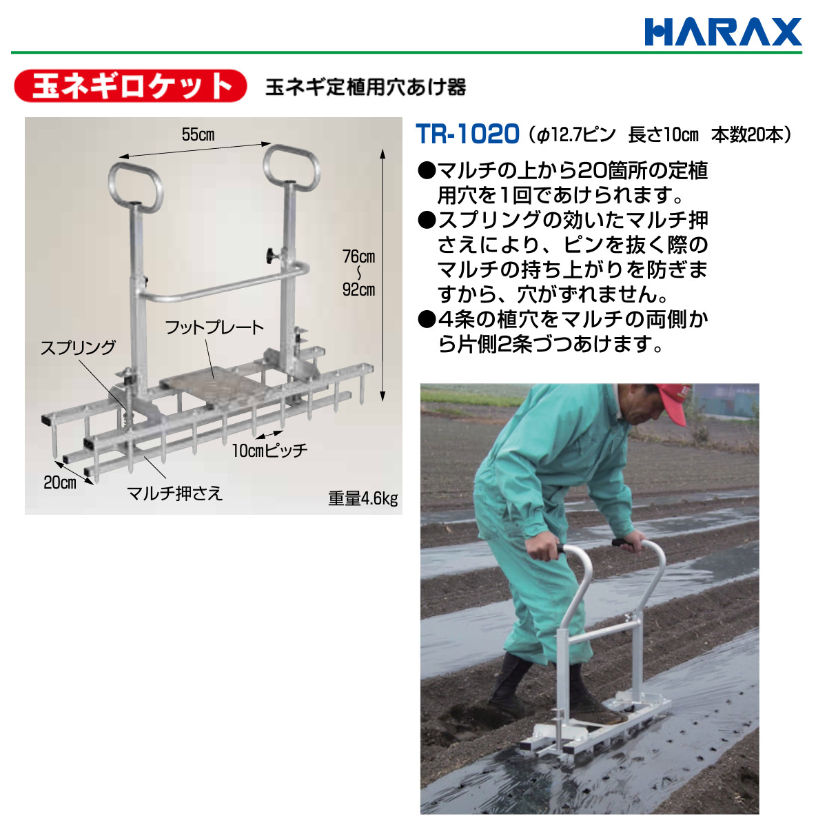 楽天市場】ハラックス 玉ネギ定植用穴開け器 TR-1020 玉ネギロケット